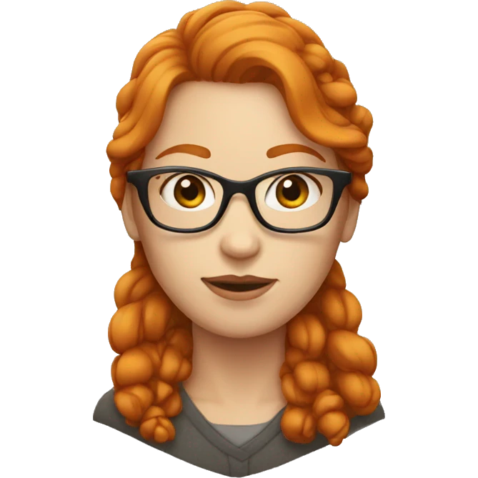 Woman ginger head with glasses emoji