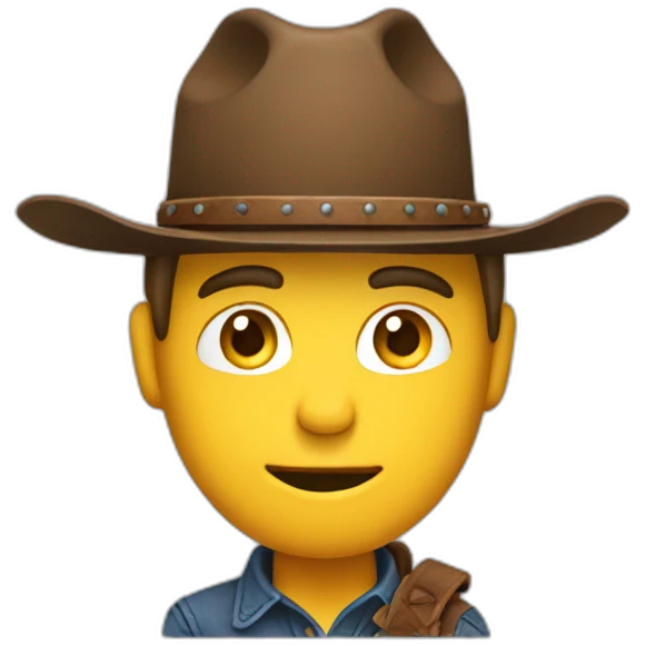 close up of a cowboy wearing two hats each stacked on top of each other. they guy MUST have two hats please emoji