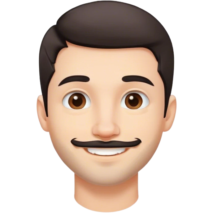 Cute white male, short dark colored hair and facial hair, nose and lip piercing, emo smiling emoji