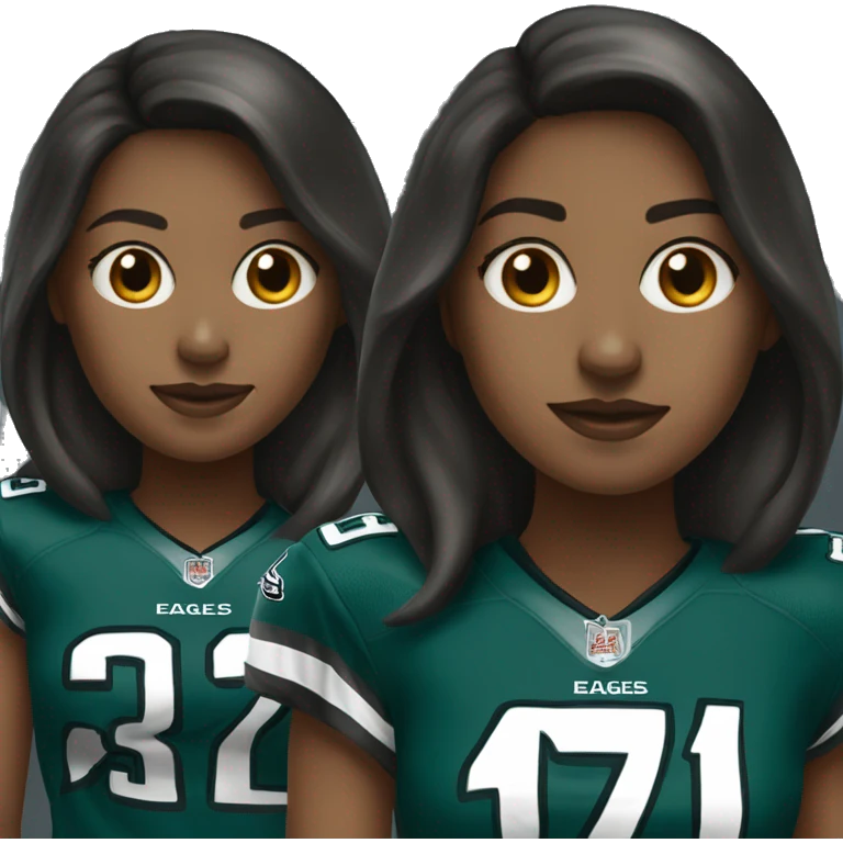 small brunette female wearing a philadelphia eagles jersey emoji