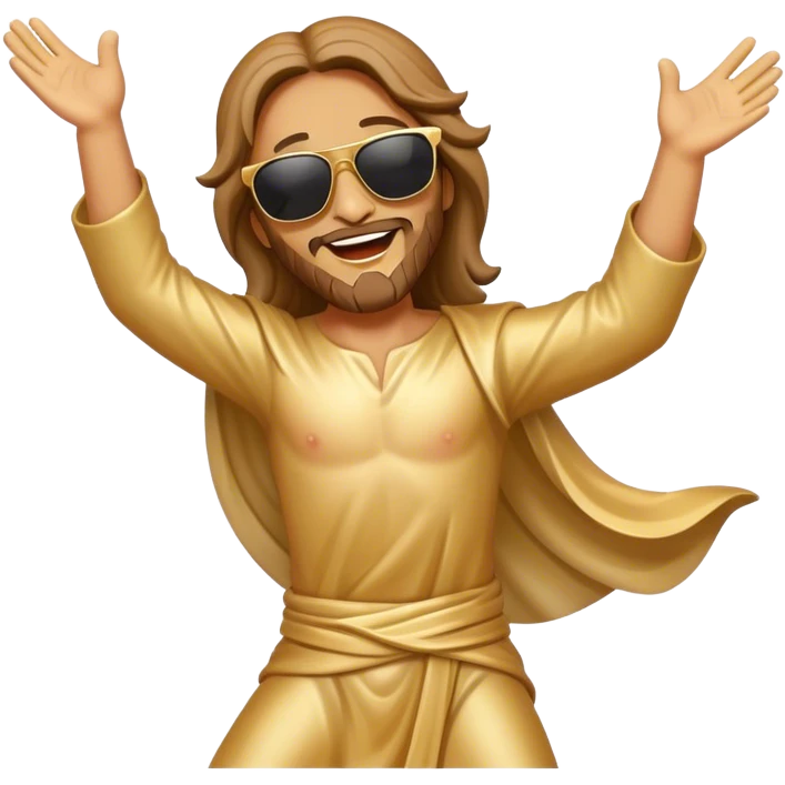 dancing figure of rejoicing Jesus with  sunglases golden  emoji
