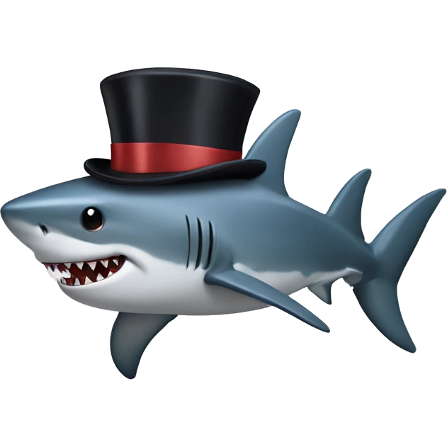 Shark with a top hat emoji