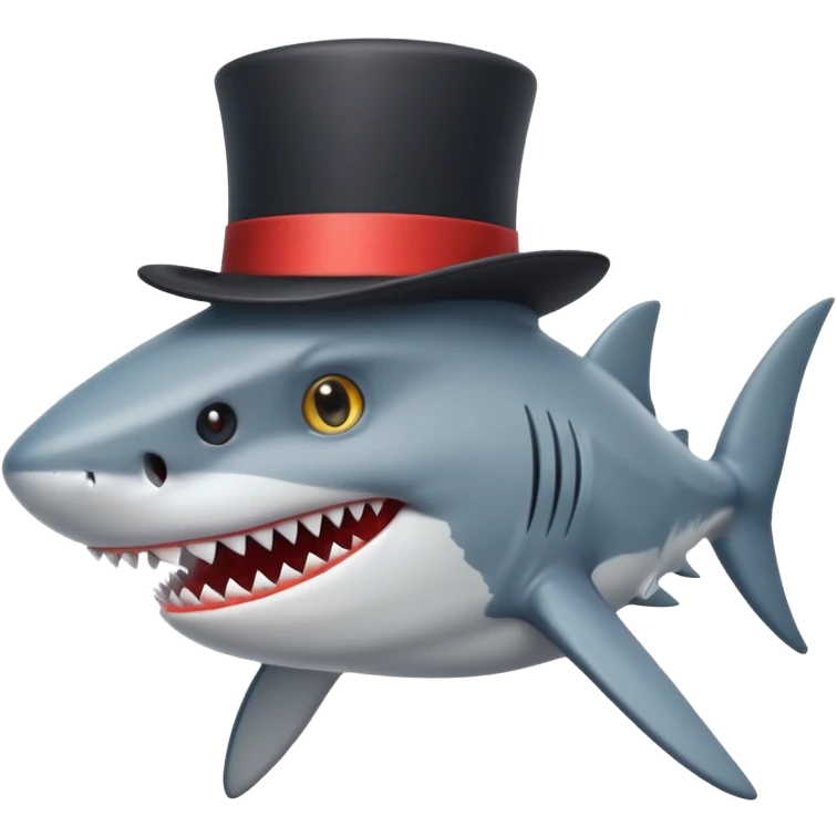 Shark with a top hat emoji