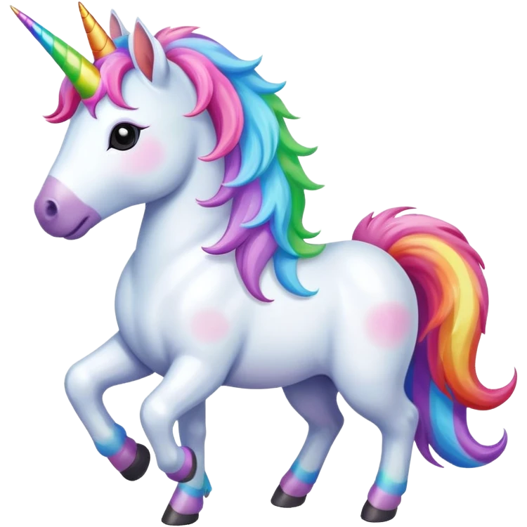 Gökkuşağının üstünde yürüyen unicorn emoji