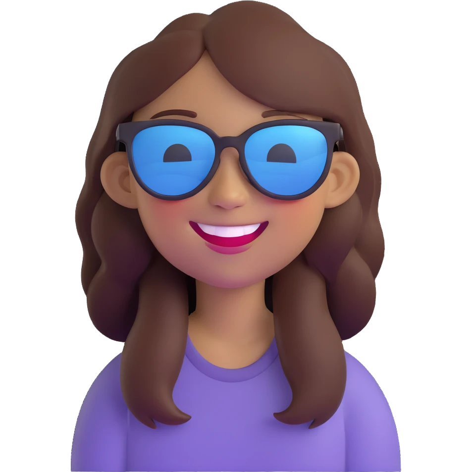 girl with a big cute smile and sunglasses emoji
