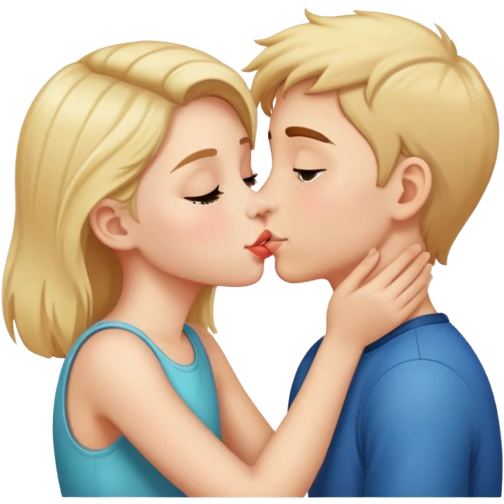 girl kissing cheek of boy emoji