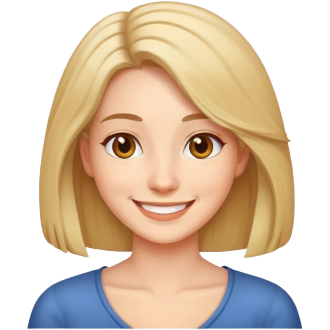 A woman with shoulder length hair, smiling warmly emoji