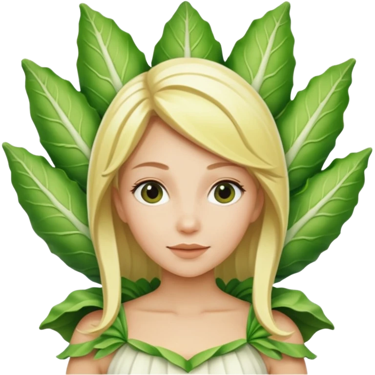 Femme blonde 👩🏼 déguisée en costume d’endive géante  emoji