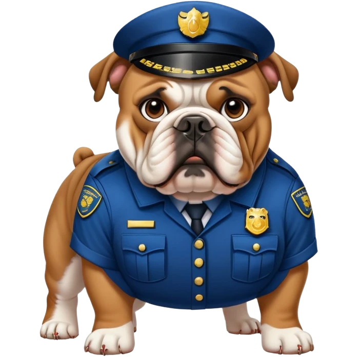 english bulldog wearing a security uniform emoji