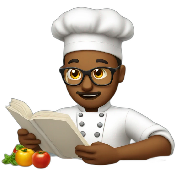 chef reading recipe book emoji