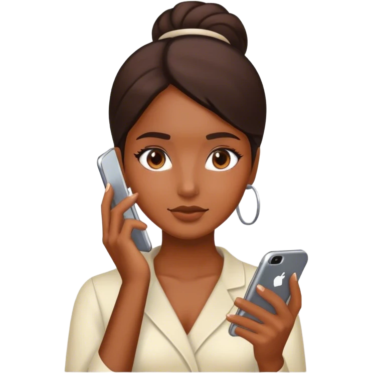 Brown hair girl glass skin skincare on using phone cai emoji