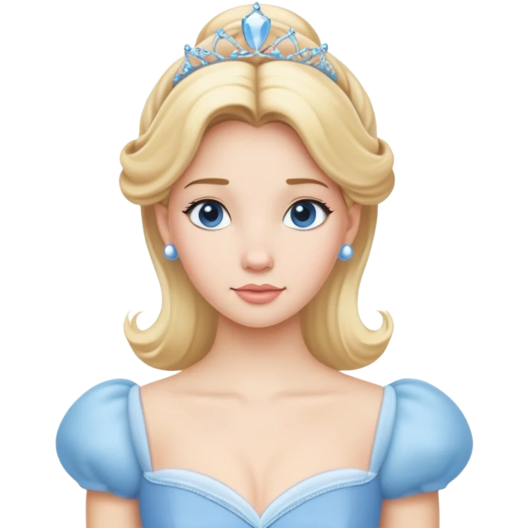 Cinderella from hips up, light blue ballgown, blonde hair, minimal style but clearly recognizable emoji