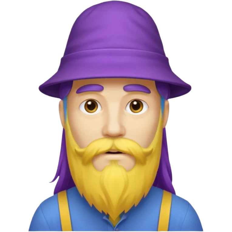 purple bearded, blue very long haired man with yellow hat emoji