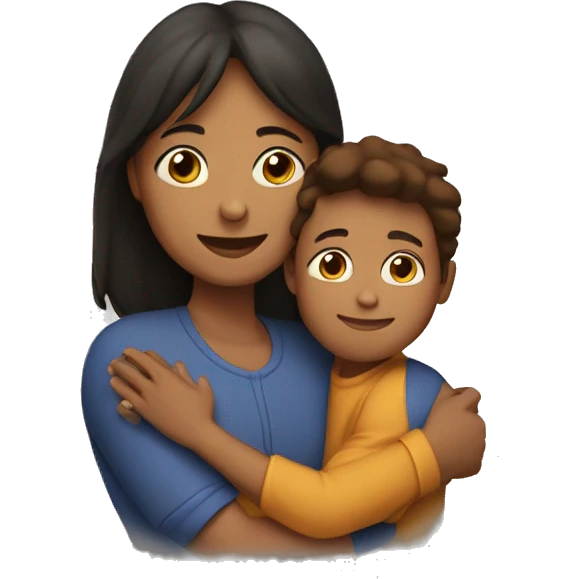 Mom and son, hugs, warmth emoji