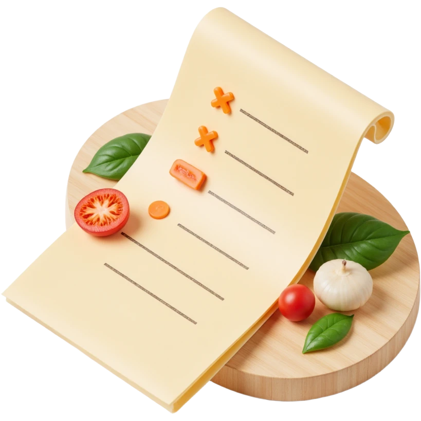 Floating Ingredients Around a List (with Transparent Background) emoji