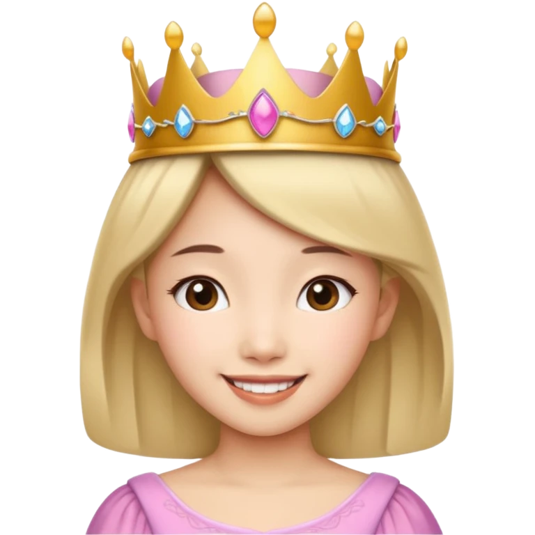 Asian girl wearing a princess crown on her head  emoji