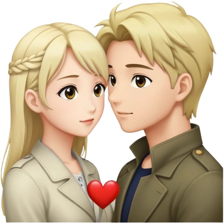 A romantic beautiful hetero anime couple looking into each others eyes  emoji