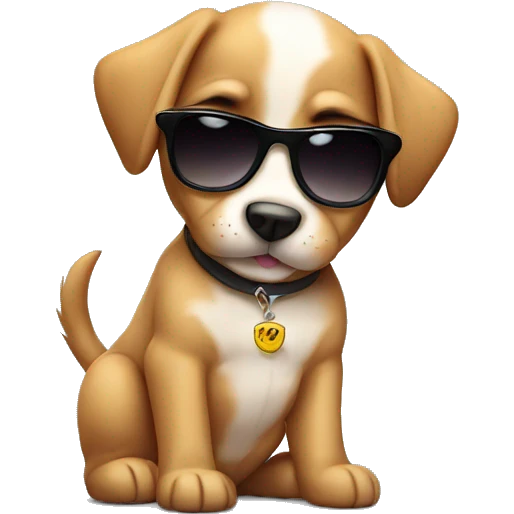 a cute puppy with sunglasses emoji