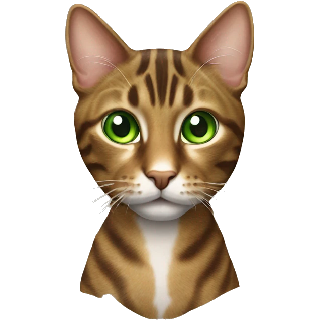 Realistic, green eye, brown tabby cat whole body emoji