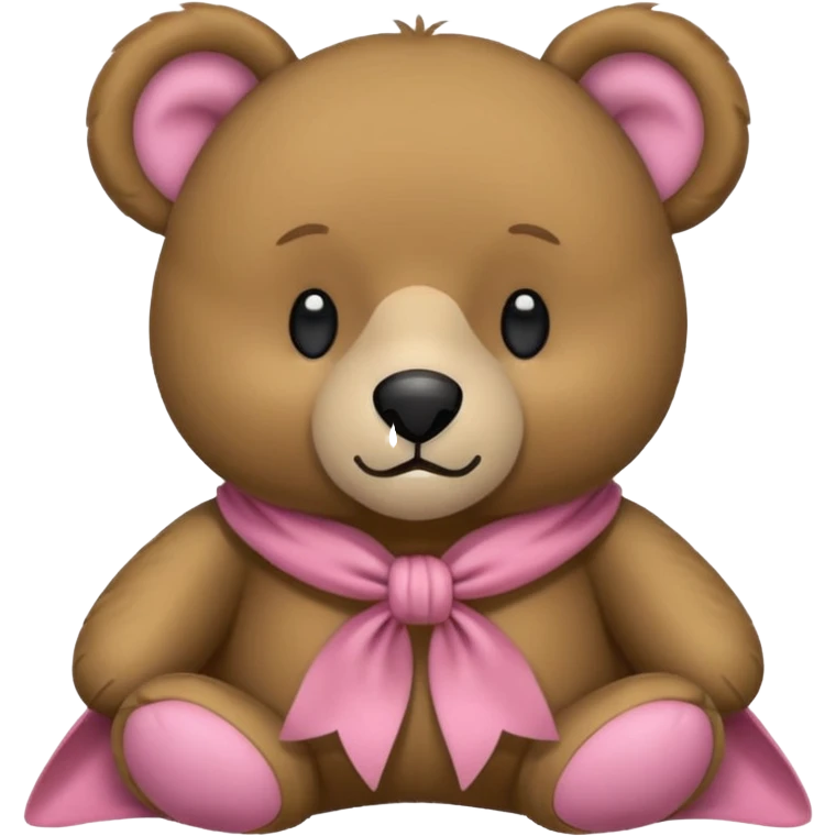 Ein süßer teddybär der mit einer hellrosanen decke zugedeckt ist und eine Schleife am Ohr hat emoji