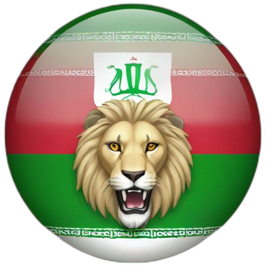 Iran flag but with a lion in the center emoji