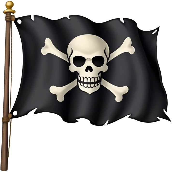 pirate flag with skull and crossbones, jolly roger emoji