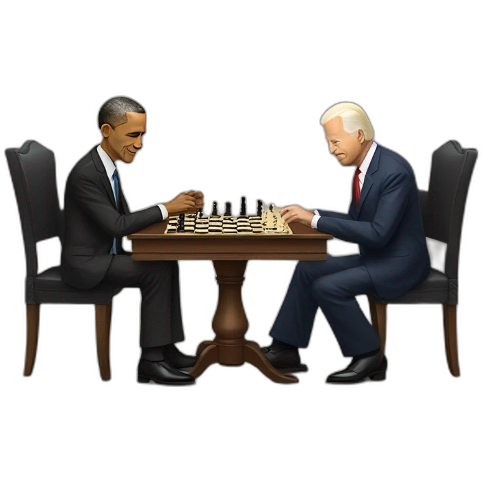 Obama, Donald Trump and Joe Biden playing chess emoji