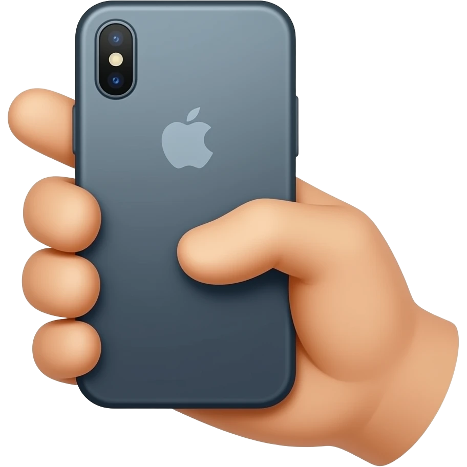 a hand holding an iphone emoji