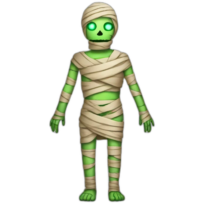 Full body Mummy with luminous green and purple-striped bandages emoji