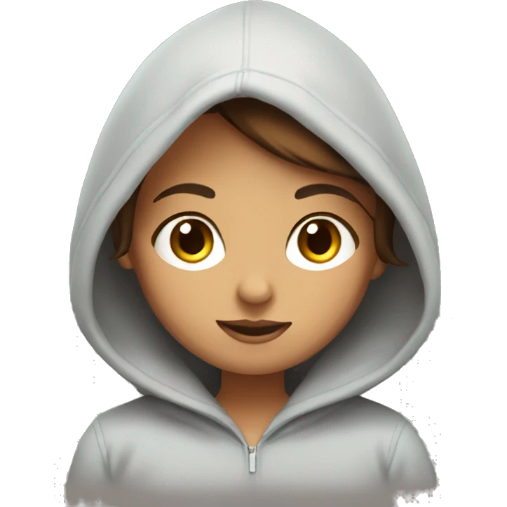 A girl with brown short hair and brown eyes Reading a book in a hoodie emoji