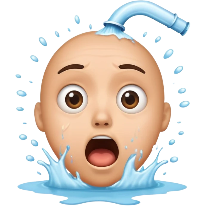 A shocked, surprised face reacting to toilet water splash emoji