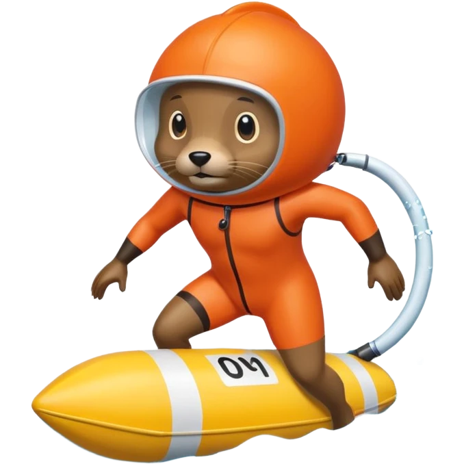 A focused beaver swimmer wearing a racing suit, diving past a floating buoy.


 emoji