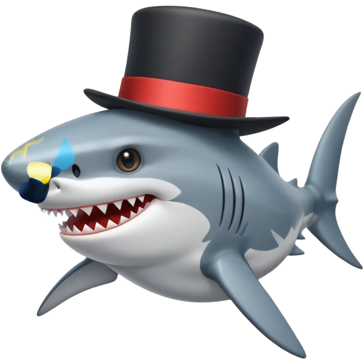 Shark with a top hat emoji