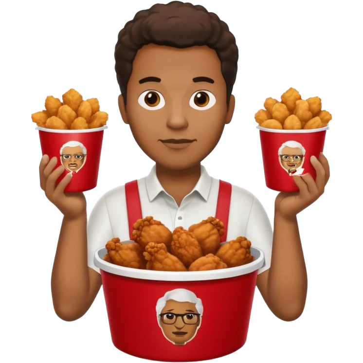 Black man holding a kfc bucket filled with fried chicken emoji