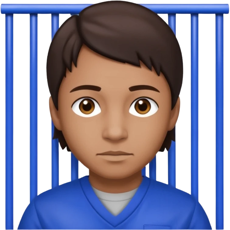 Dre from Lockdown with dre skin, brown eyes, dark brown hair , cobalt blue inmate outfit  emoji