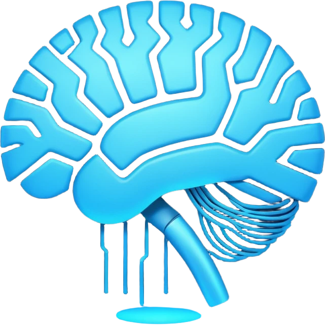 artificial intelligence emoji icon, modern, minimal, glowing brain, digital circuit emoji