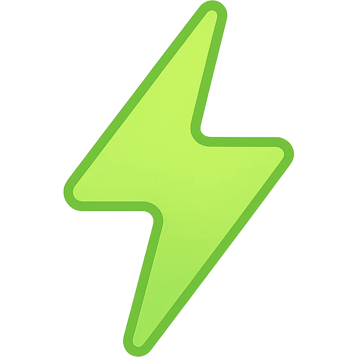 green lightning bolt, stylized with a glowing effect emoji