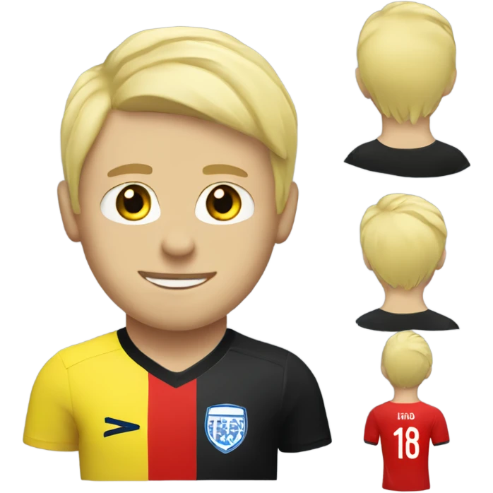 Blond Footballer with number 18 in red kit  emoji