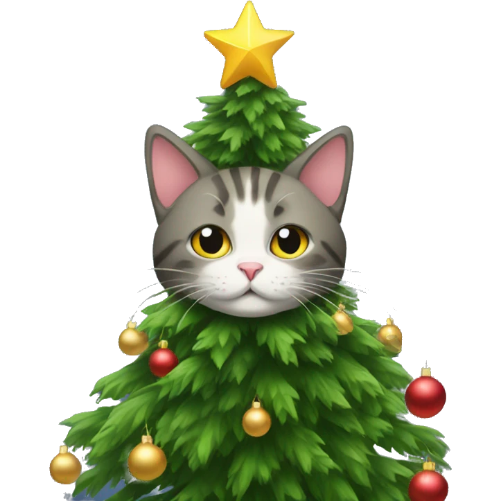 Cat with Christmas tree  emoji