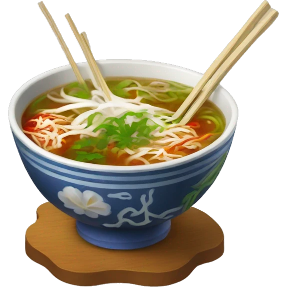Spicy bowl of Vietnamese pho emoji