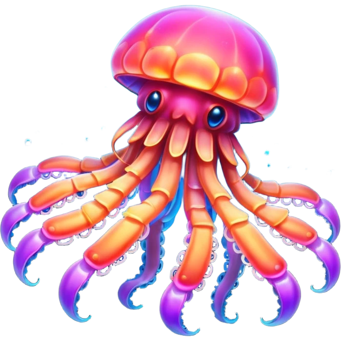 Neon glowing jellyfish-crab-squi emoji