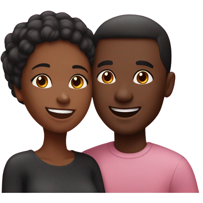 happy couple in pink background black girl  emoji