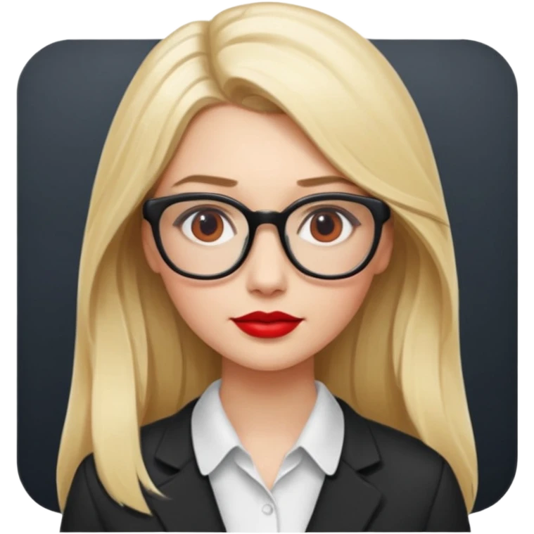 blondy girl with glasses learn analytics she is so pretty and seems like director bitch of company. with long hair and red lips and with makeup. She is data analyst emoji