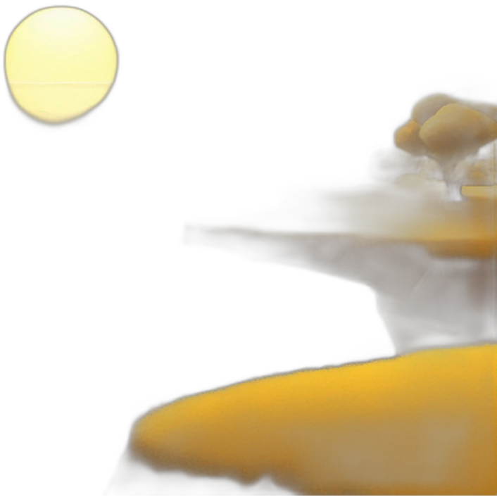 Landscape with high rised sun and yellow lands and few trees emoji