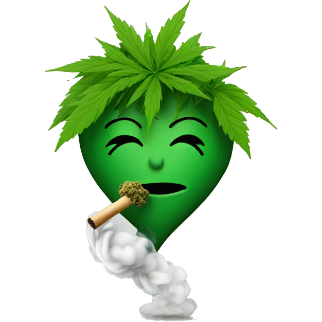 Jamaican with weed, blowing smoke in the shape of a heart emoji