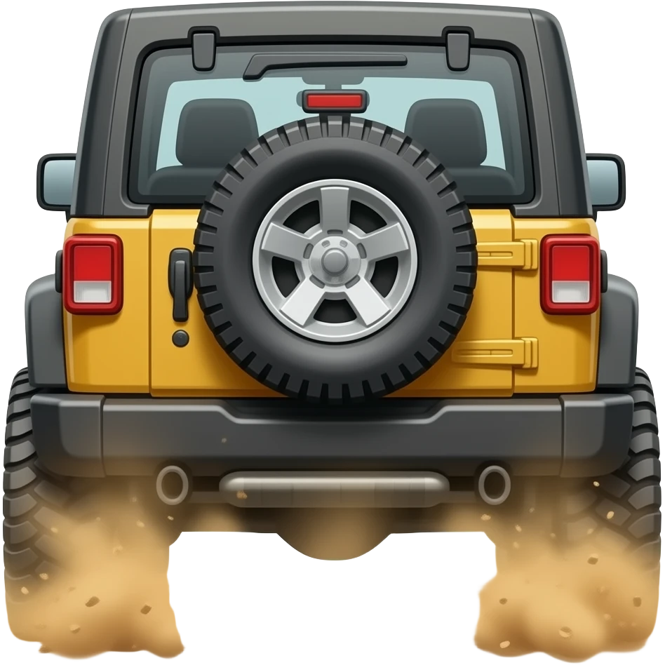 A off road jeep with dust from the back tiers emoji