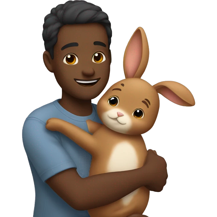 me hug with brown bunny emoji