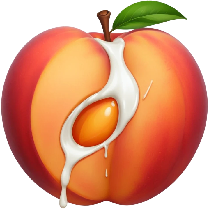 Brzoskwinia z pęknięciem a z pęknięcia wydobywa sie białe mleko emoji