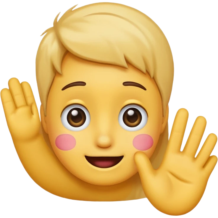 Shy face emoji with a hand waving  emoji