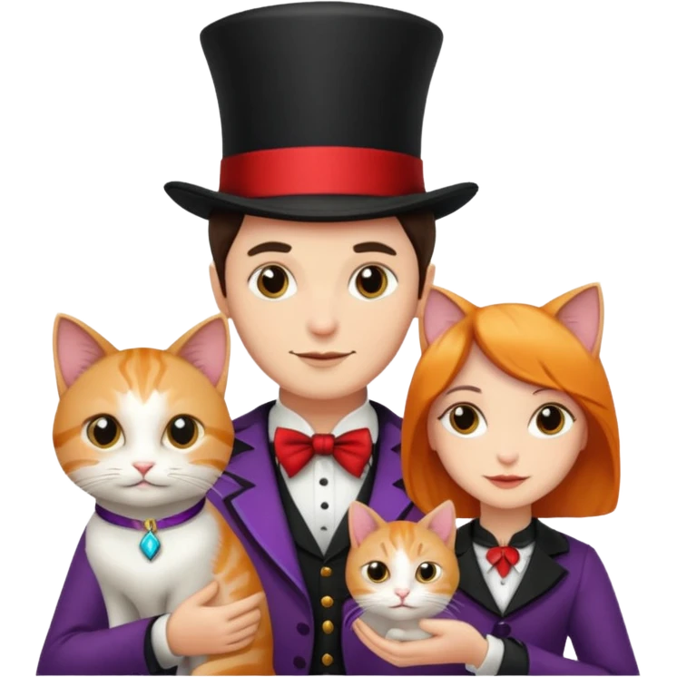 magician couple and their pet cat emoji